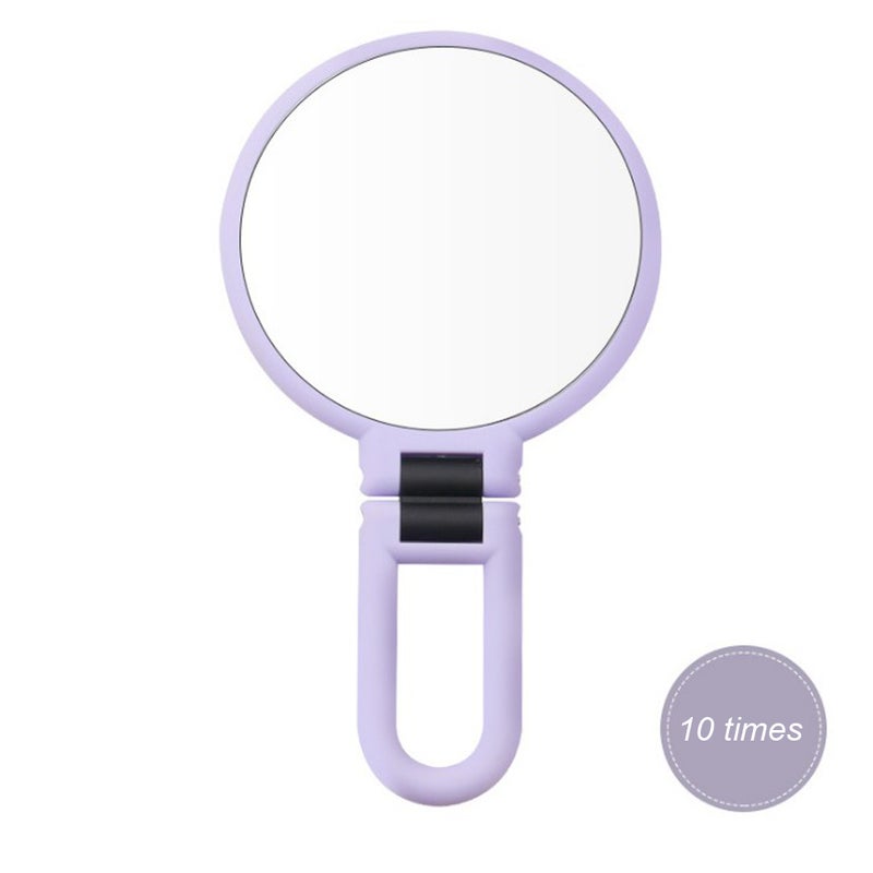 10x Round Mirror Table-Top Makeup Mirror For Shaving Detailed Makeup Mirror For Bathroom (Lavender) - Image 4
