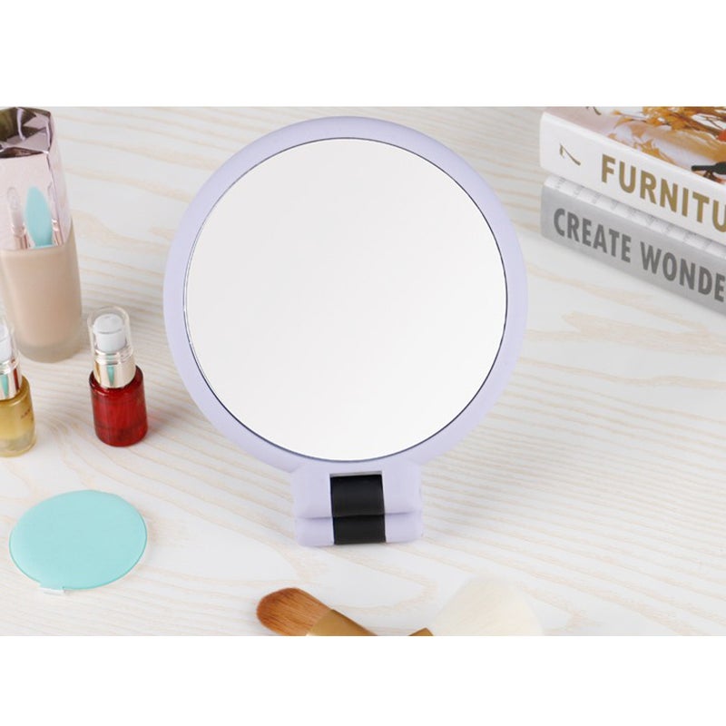 10x Round Mirror Table-Top Makeup Mirror For Shaving Detailed Makeup Mirror For Bathroom (Lavender) - Image 2