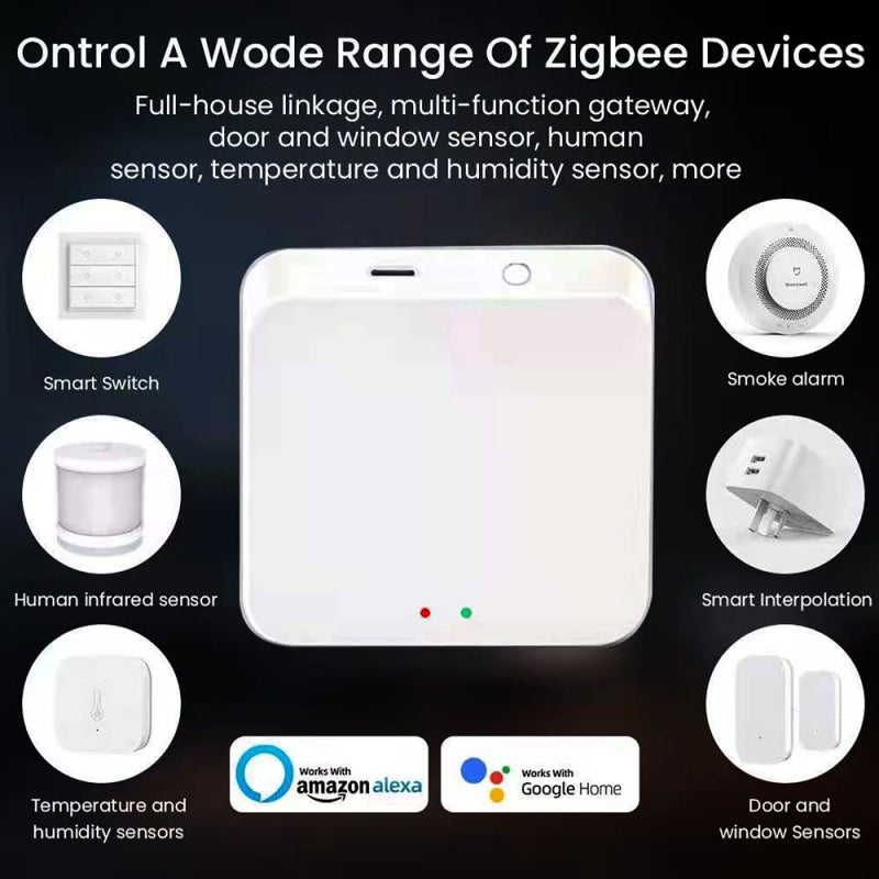 بوابة ذكية: اتصال بروتوكولات متعددة WiFi+BT+Zigbee باللون الأبيض - محور ZigBee للتحكم عن بعد عبر تطبيق تويا للتحكم الصوتي في المنزل الذكي - Image 5