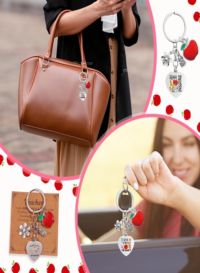 WAINIS 9Pcs Teacher Appreciation Gifts Keychain Bulk Round Heart Key Chain Graduation Back to School Thank You Gift for Women - Image 4
