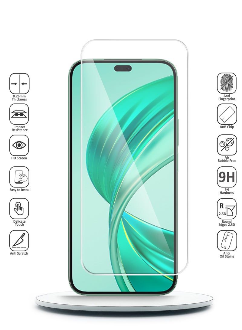 دبليو تيك واقي شاشة من الزجاج المقوى بحواف منحنية من سلسلة بريميوم 9H 2.5D لهاتف Honor X8b 4G 2023 شفاف - Image 2