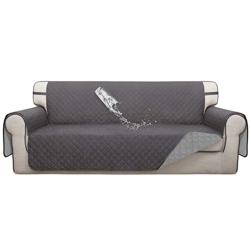 ISSUNTEX Double Protection 100% Waterproof Sofa Covers for Living Room, Couch Covers for 3 Cushion Couch Sofa, Reversible Furniture Protector Sofa Cover for Dogs, Pets, Kids (Sofa, Gray/Light Gray) - Image 1