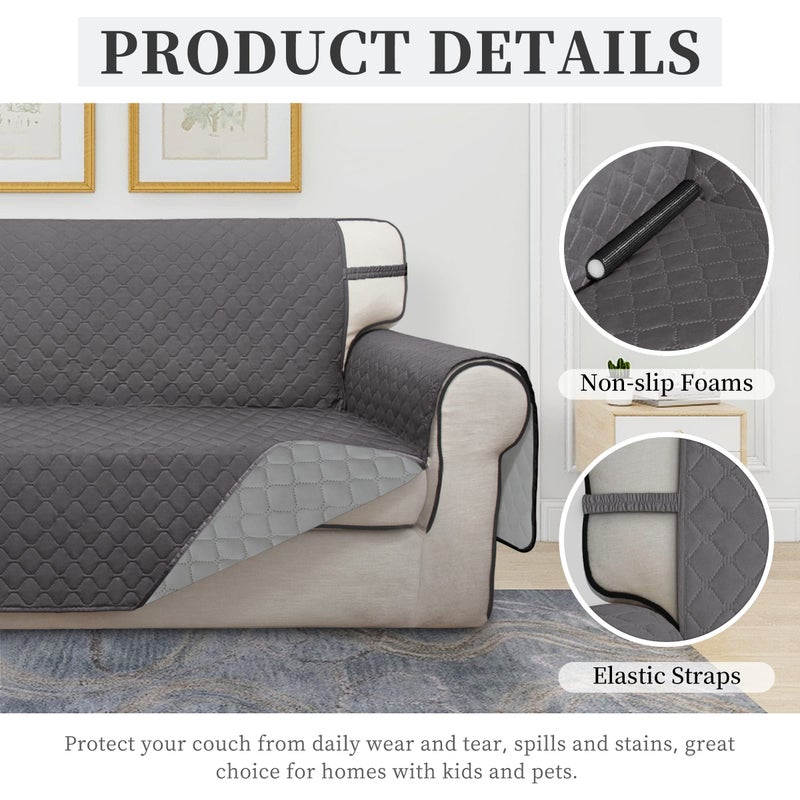ISSUNTEX Double Protection 100% Waterproof Sofa Covers for Living Room, Couch Covers for 3 Cushion Couch Sofa, Reversible Furniture Protector Sofa Cover for Dogs, Pets, Kids (Sofa, Gray/Light Gray) - Image 5