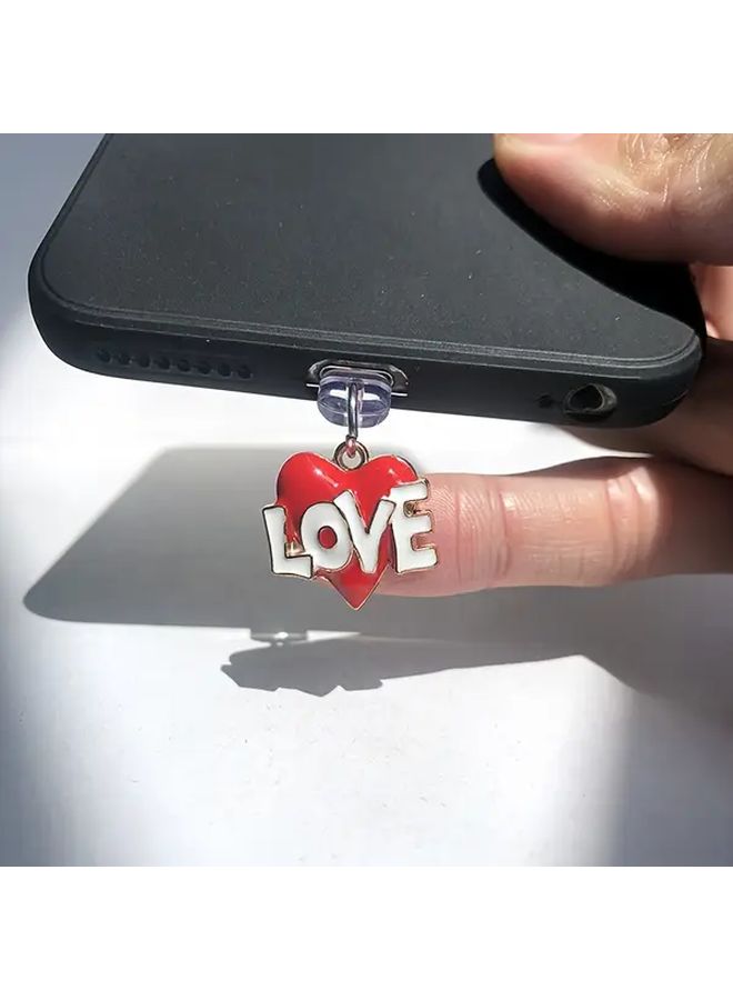 قلب أحمر منسدادة غبار USB C للهاتف مع مشبك سرطان البحر لأيفون - Image 3