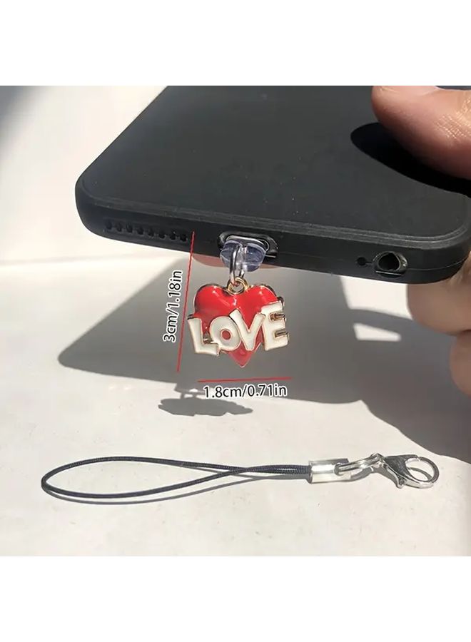 قلب أحمر منسدادة غبار USB C للهاتف مع مشبك سرطان البحر لأيفون - Image 2