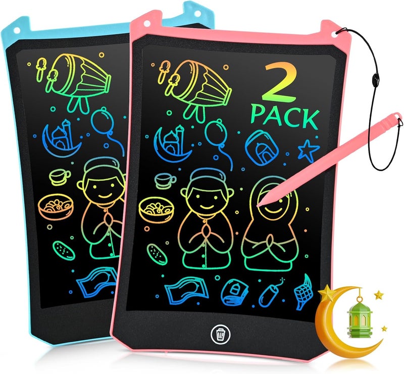 2 Pack 8.5 Inch LCD Writing Tablet, Doodle Board for Kids, Erasable Electronic Drawing Tablet Pads Toys for Kids, Toddlers Travel Games Birthday Gifts for 3 4 5 6 7 Year Boys ＆ Girls-Pink+Blue - Image 1