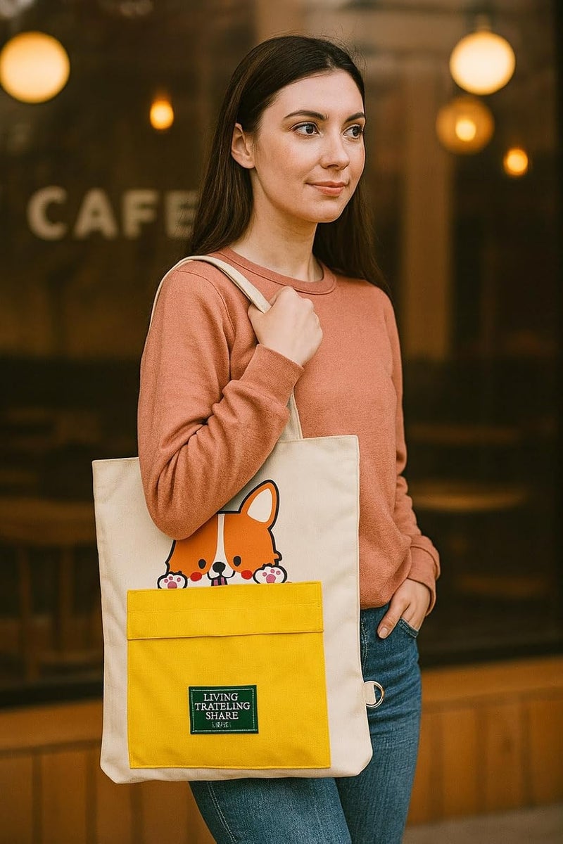 KeepCart Canvas Tote Bag for Women Ladies Girls for School, College, Office, Travel, Shopping, Daily Use, 3 in 1 Canvas Adjustable Strap Tote Bag - Image 3