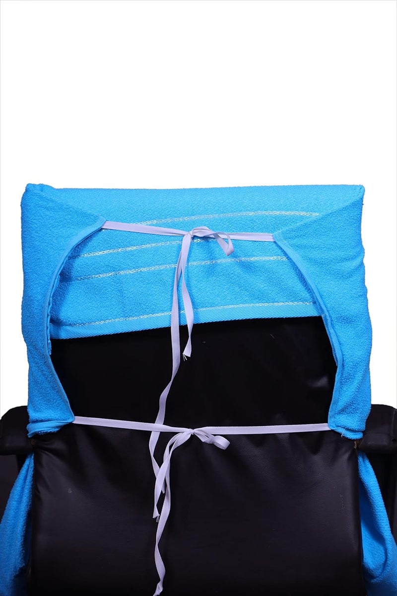 ROMAN HOME ROMAN HOME Cotton Chair Towel Soft for 500 GSM Super Soft Office Chair Towel with Tie Knotsky blue 2 tie - Image 1