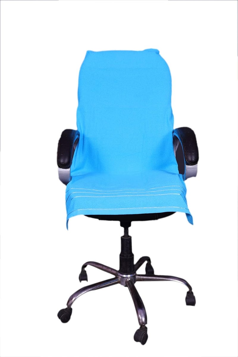 ROMAN HOME ROMAN HOME Cotton Chair Towel Soft for 500 GSM Super Soft Office Chair Towel with Tie Knotsky blue 2 tie - Image 3