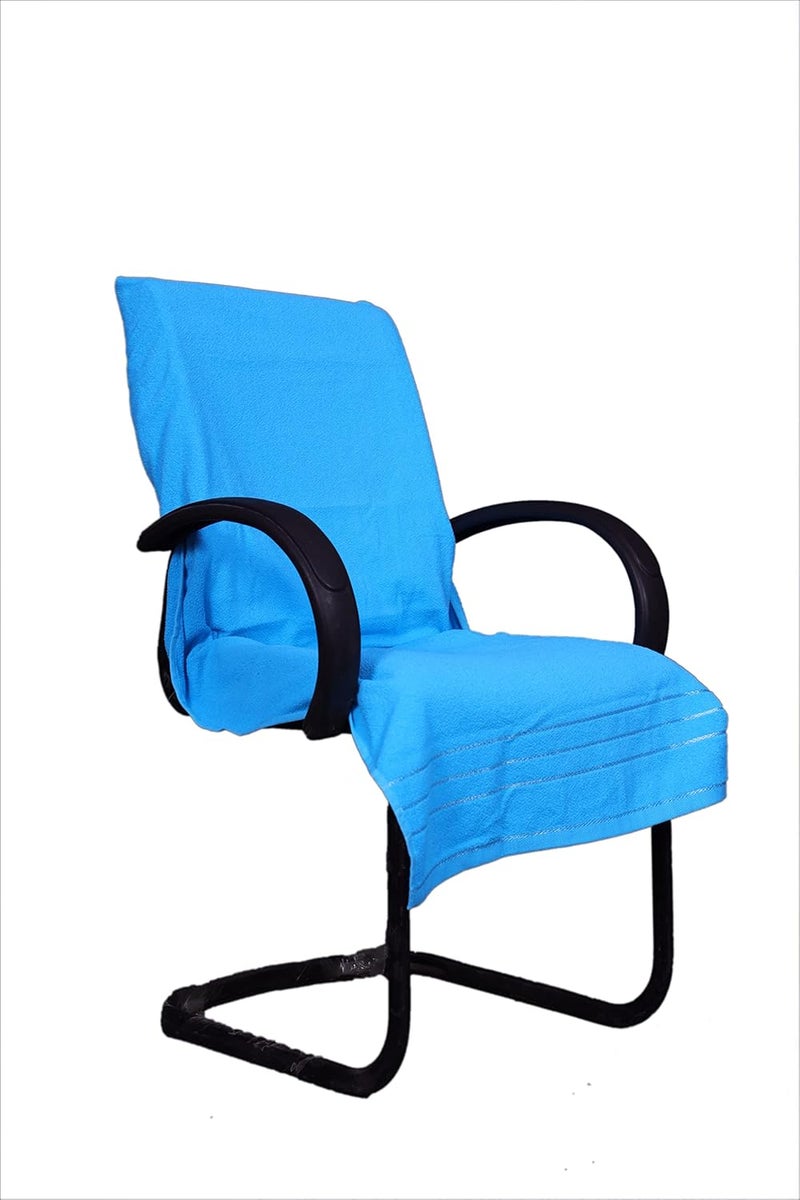 ROMAN HOME ROMAN HOME Cotton Chair Towel Soft for 500 GSM Super Soft Office Chair Towel with Tie Knotsky blue 2 tie - Image 4
