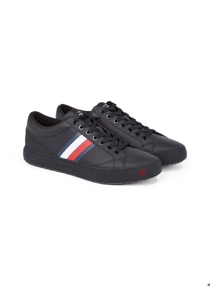 TOMMY HILFIGER Leather Signature Tape Fine Cleat Sneakers - Image 2