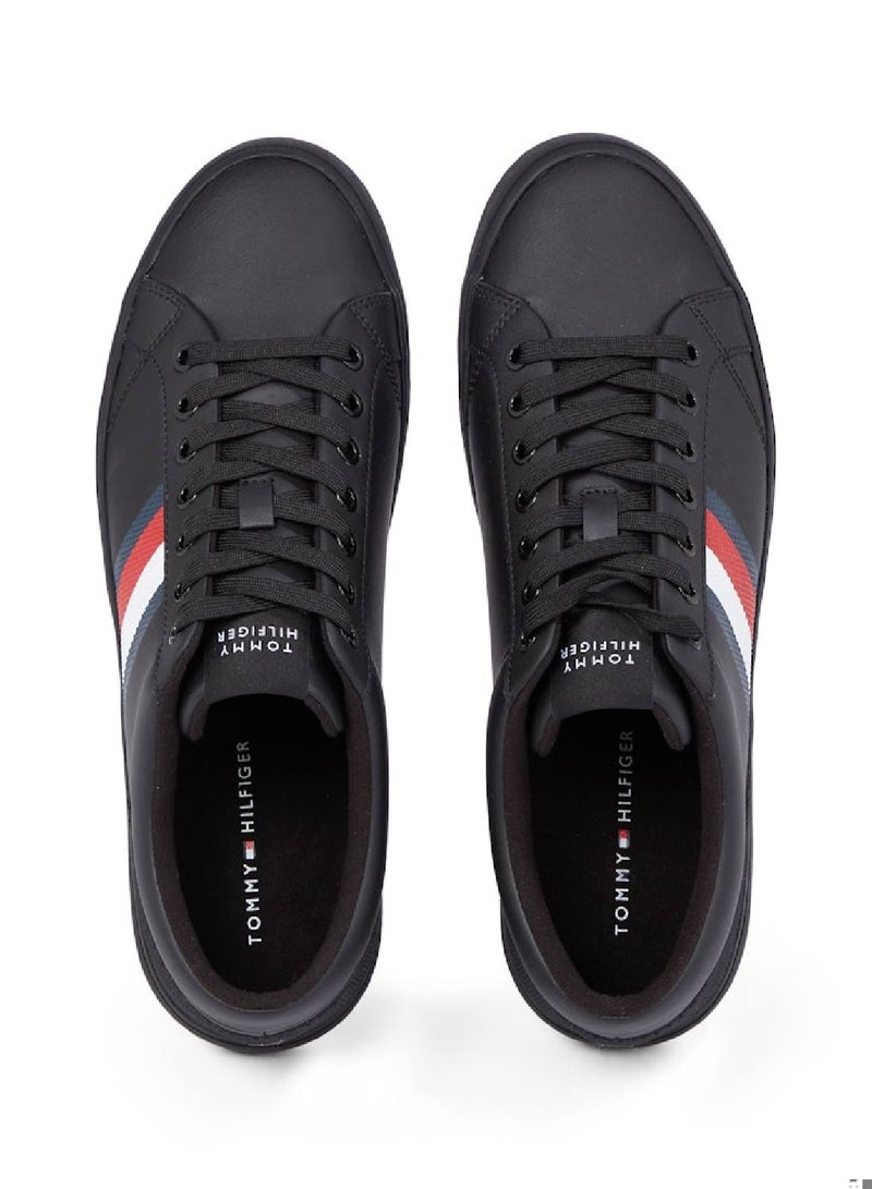 TOMMY HILFIGER Leather Signature Tape Fine Cleat Sneakers - Image 3