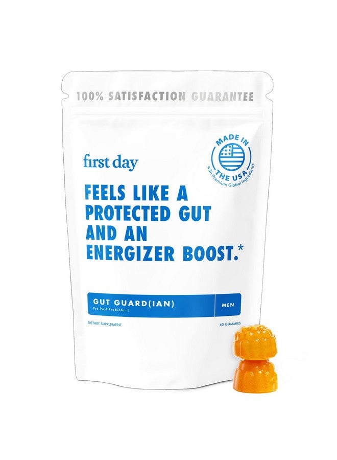FIRST DAY Men’s Gut Guardian Tribiotic Gummies - 3-in-1 Prebiotic, Probiotic & Postbiotic Supplement - Supports Digestive & Oral Health, Immune Function & Energy Levels - 30-Day Supply - Image 1