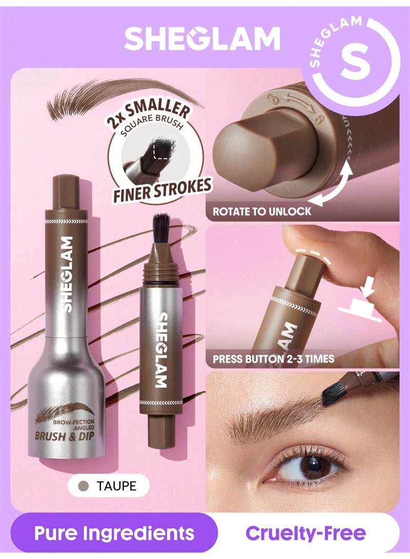 SHEGLAM SG Brow-Fection Angled Brush & Dip- Taupe - Image 2