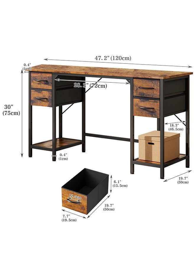 Generic 47" Computer Desk with 4 Drawers and Storage Shelves – Office, Gaming, or Study Table for Home, Corner, or Living Room  - Image 4