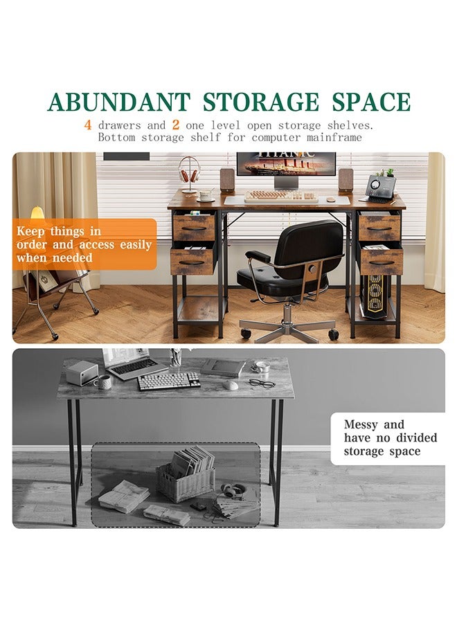Generic 47" Computer Desk with 4 Drawers and Storage Shelves – Office, Gaming, or Study Table for Home, Corner, or Living Room  - Image 5