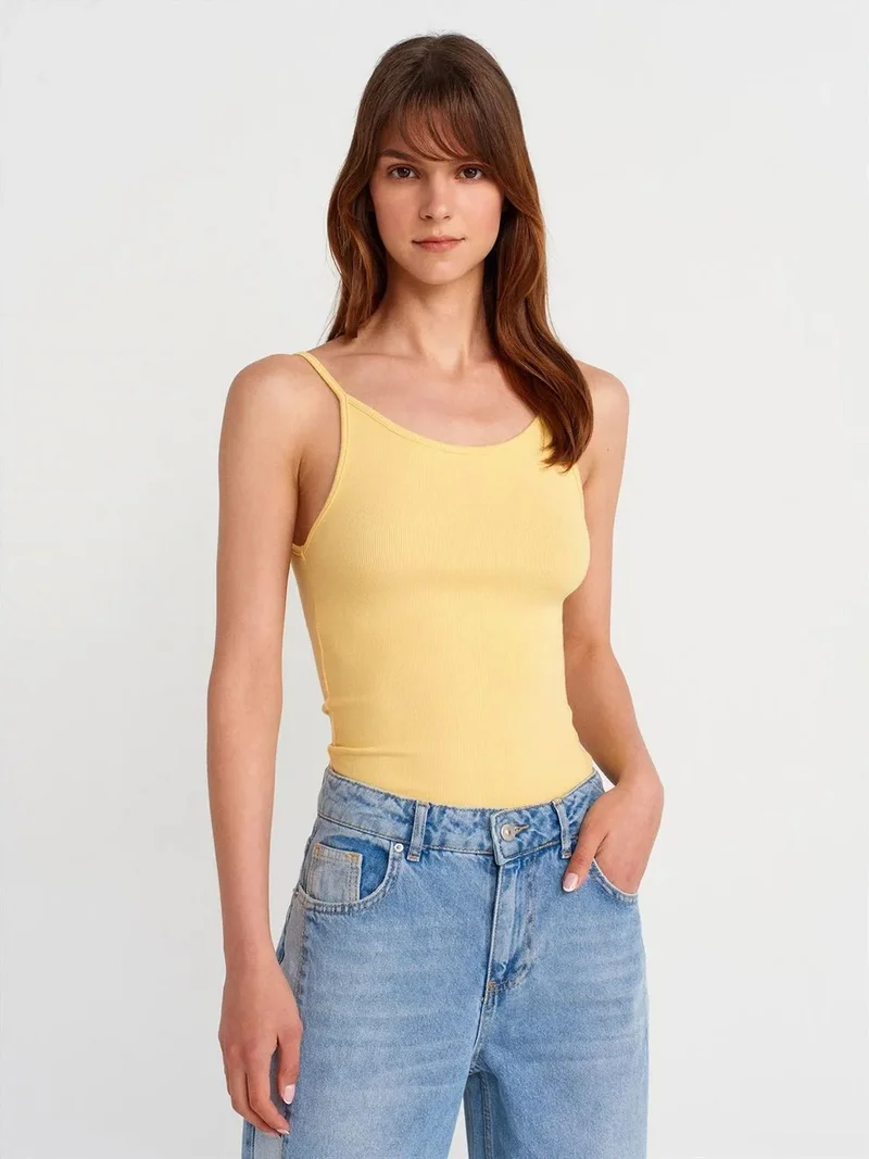 ديلفين Dilvin Ribbed Sleeveless Slim Fit Blouse