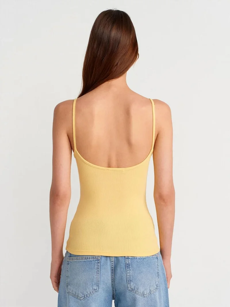 ديلفين Dilvin Ribbed Sleeveless Slim Fit Blouse