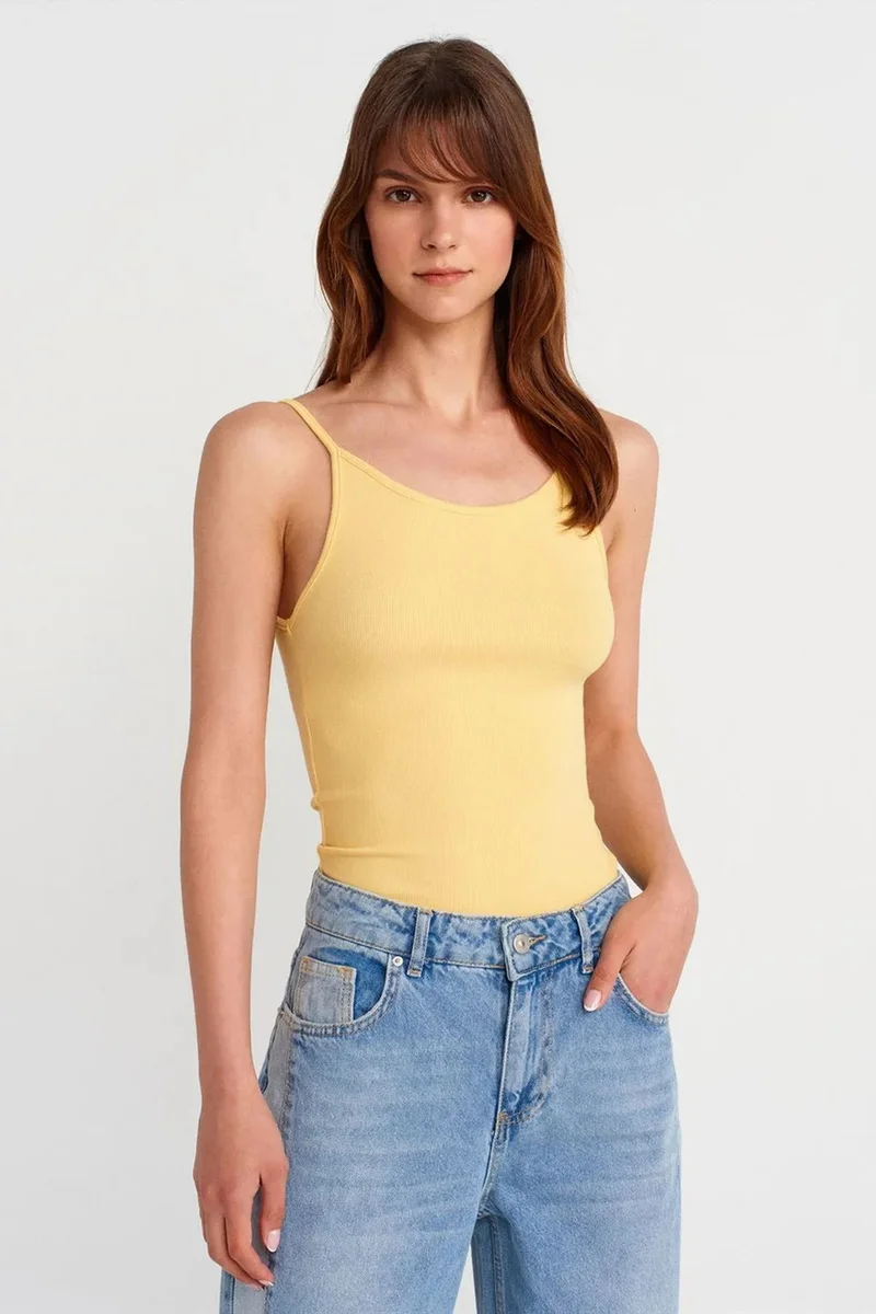 ديلفين DILVIN Ribbed Sleeveless Slim Fit Blouse