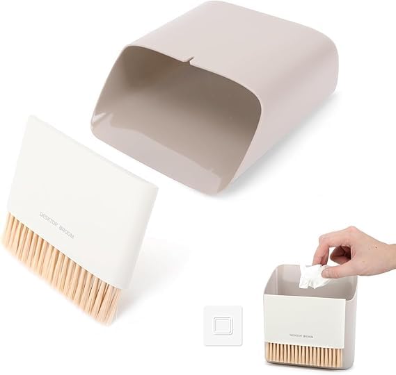 siddhmurti Small Broom and Dustpan Set with Soft BristlesMini Hanging Trash Can Ideal for KitchenCarSofaOffice and Dorm Room Cleaning Soft Bristles for Effective Cleaning Window Pets etcMulti - Image 1