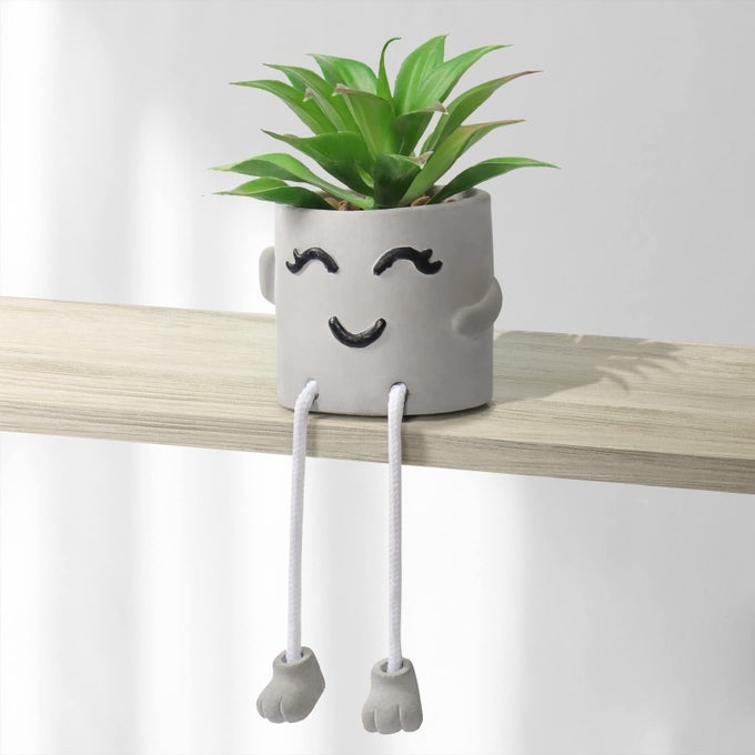 FAKE PLANTS WITH CEMENT POTTED ARTIFICIAL PLANTS INDOOR SMALL ARTIFICIAL PLANTS IN POTS MINI FAKE SUCCULENT PLANT DESK PLANT DECOR FOR HOME OFFICE TABLE DESK LIVING ROOM SHELVES