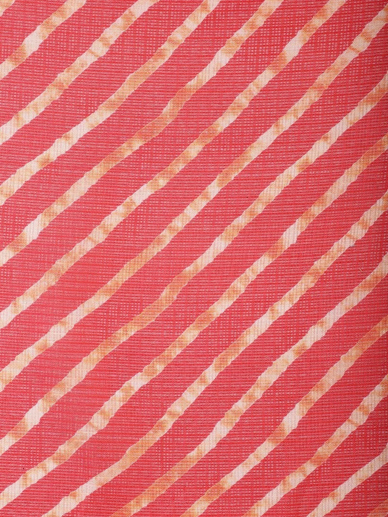 AKS  Red Leheriya Striped Fabric - One Meter  | Best Price UAE