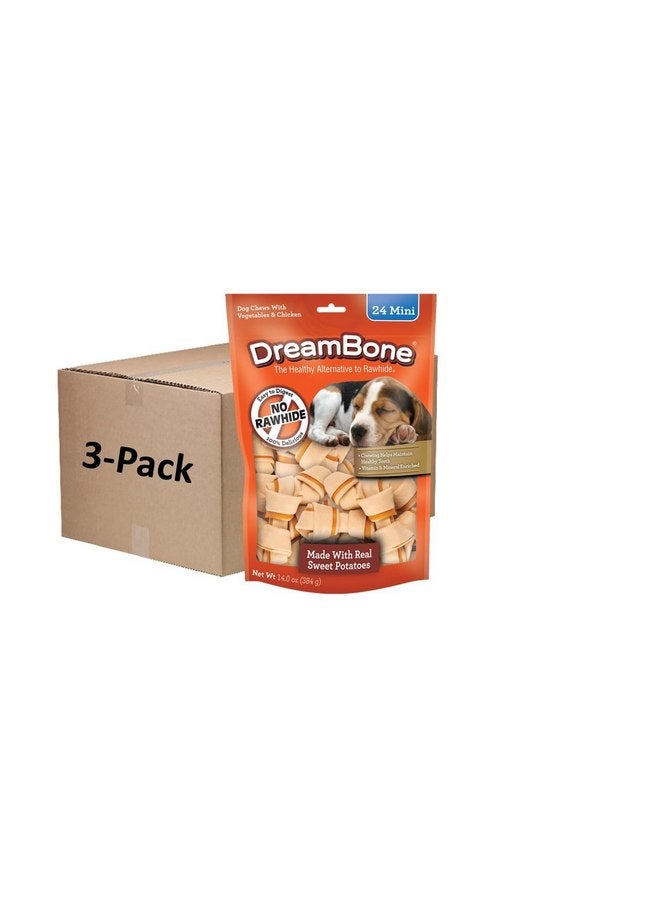 DreamBone Mini Chews with Real Sweet Potato, Rawhide-Free Chews for Dogs (24 Count Pack of 3) - Image 1