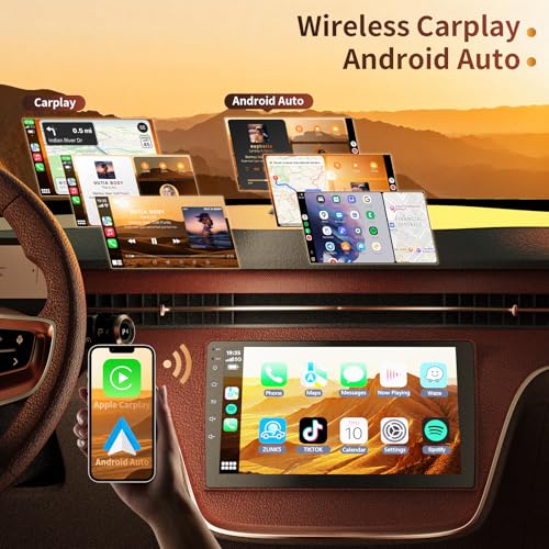 Haudio 10.1" HD Touchscreen Wireless Carplay Screen for Car with Apple carplay and Android auto, Double Din, GPS, WiFi, BT5.1, 8-core Processor, Voice Control, Backup Camera, Audio Outputs (4+64G) - Image 2