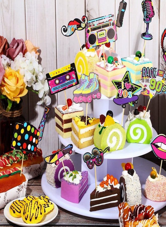Clabby 32 Pieces 80s 90s Cupcake Topper Theme Birthday Party Decorations Hip Hop Cake Cupcake Topper for Adults Totally Party Supplies DIY Dessert Supplies Roller Skate(90s Style) - Image 4