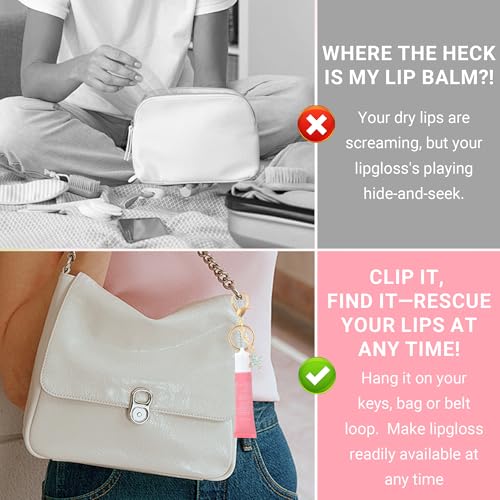 BTFSZ Lip Gloss Keychain for Summer Fridays 0.5 Oz Lip Balm keychain, lip gloss keychain, Holder Accessory for Bag, Wallet, valentines day gifts for women（No Lip Balm） - Image 2