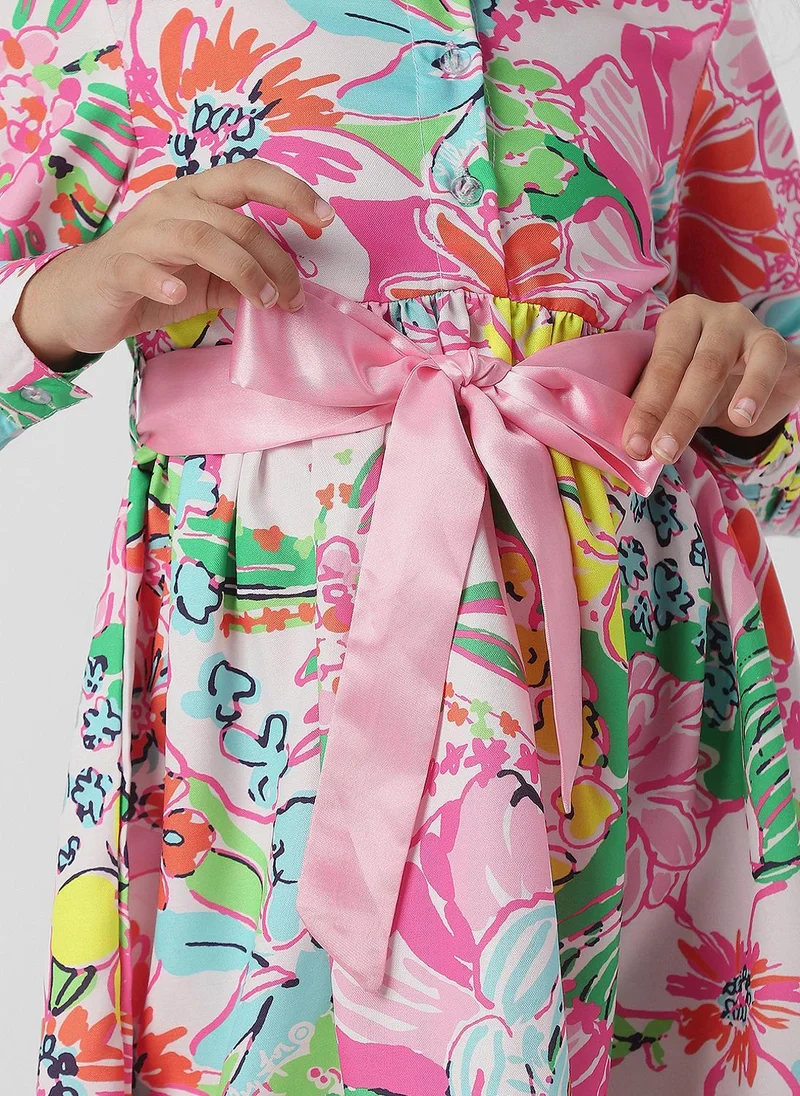 Nautinati  Nautinati Girls Shirt Frock With Ribbon at Waist for Women | Best Price UAE
