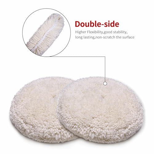 Gracefur 7" Buffing Pad, 100% Twisted Wool Polishing Pad, Grip Buffing Compound Cutting Pad for Car, Boat & Trucks (7in Double Sided) - Image 3