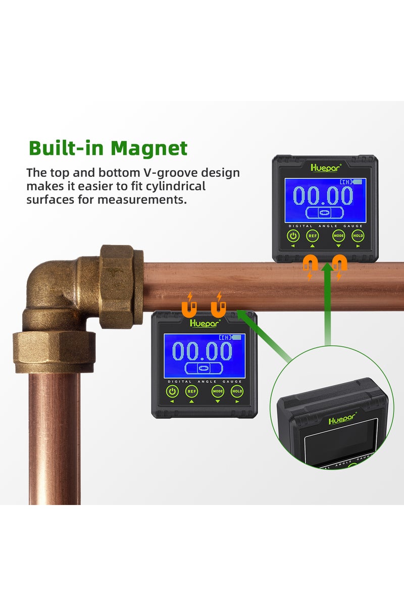 erorex Huepar Digital Angle Gauge,Electronic LCD Inclinometer Bevel 360° Measuring Protractor With Magne... - Image 2