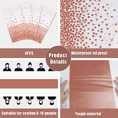 OHOME 4 Pack Disposable Plastic Table Cloths,White and Rose Gold Rectangle Table Covers for Birthday Valentines Decor Pink Sweet 16 Party Decorations - Baby Shower Decorations for Girl 54" x 108" - Image 4