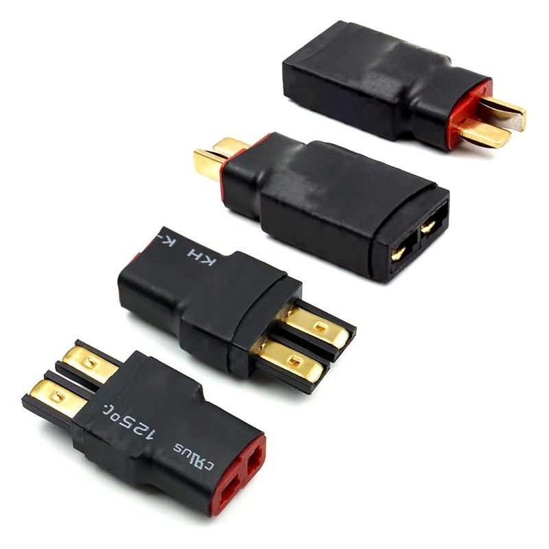 ايليشاوك 4 قطع من عمداء الذكور والإناث T Plug to Connector محول متوافق مع المحول اللاسلكي TRX لقطع شاحن البطارية RC - Image 1