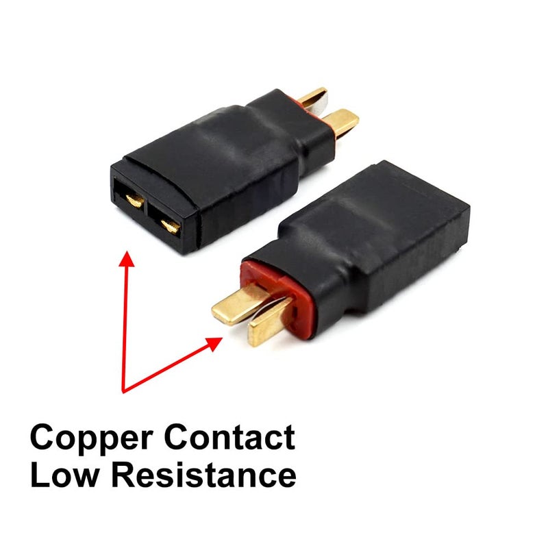 ايليشاوك 4 قطع من عمداء الذكور والإناث T Plug to Connector محول متوافق مع المحول اللاسلكي TRX لقطع شاحن البطارية RC - Image 2