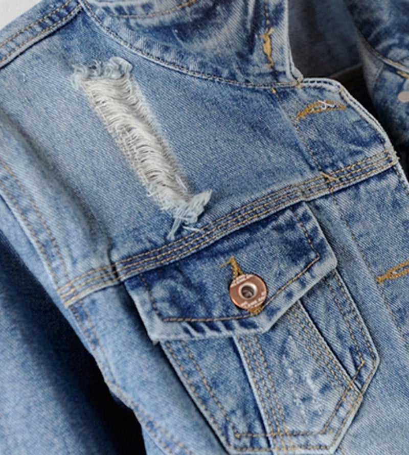 Kedera Womens Denim Jackets Distressed Ripped Long Sleeve Jean Jacket Coats - Image 3