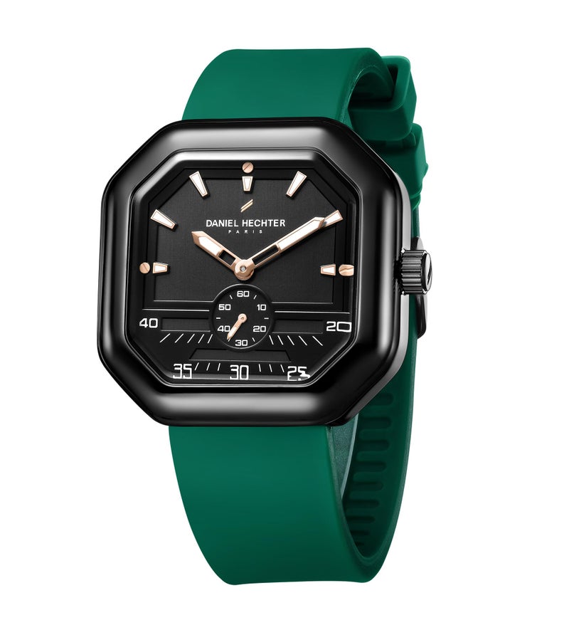 Daniel Hechter Paris Pleyel Collection Fashion Watch for Men – Modern Octagon Dial with Sub-Dial Quartz Movement and Comfortable Silicon Strap - DHM1021 - Image 1
