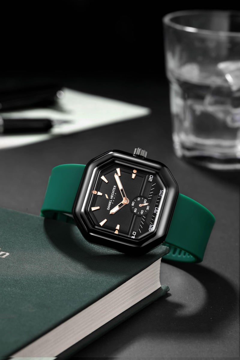 Daniel Hechter Paris Pleyel Collection Fashion Watch for Men – Modern Octagon Dial with Sub-Dial Quartz Movement and Comfortable Silicon Strap - DHM1021 - Image 3