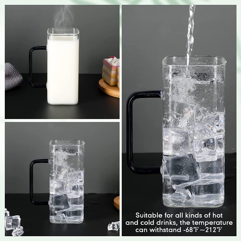 Lawei Lawei Random Color Glass Fruit Juice Soda Milk Sipper Tumbler Mug with Acrylic Lid and Glass Straw 400ml Tea and Coffee Cup set of 2 CC JAR  - Image 3