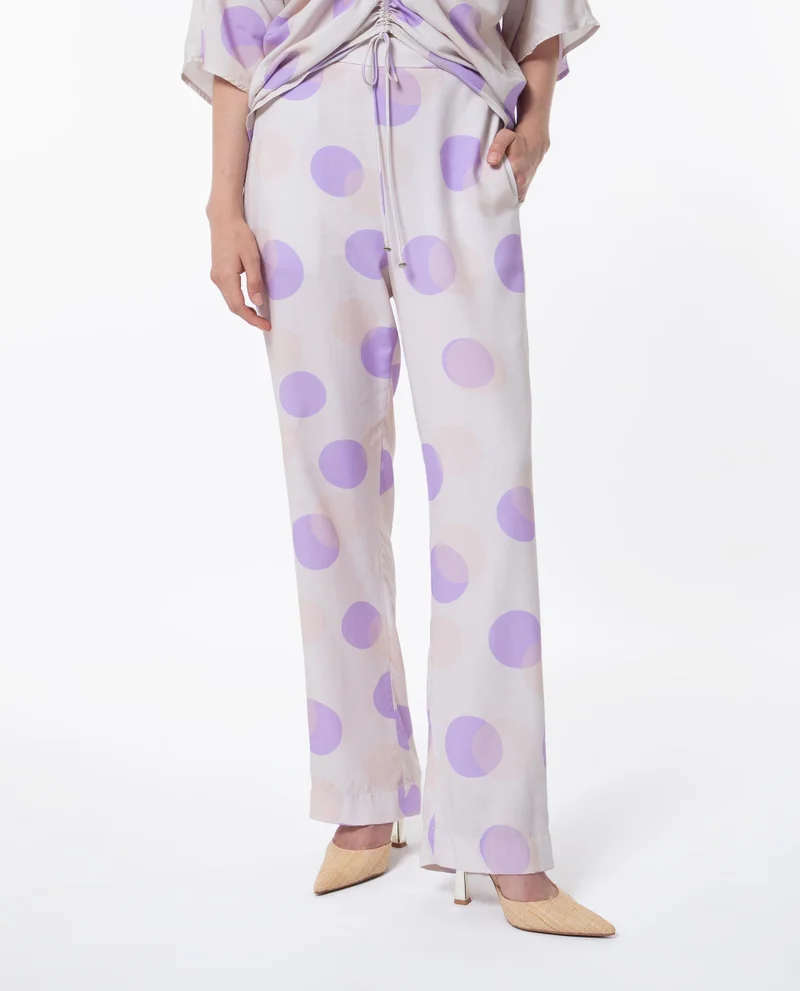 Rareism Women's Polka Printed Straight Fit Trousers
