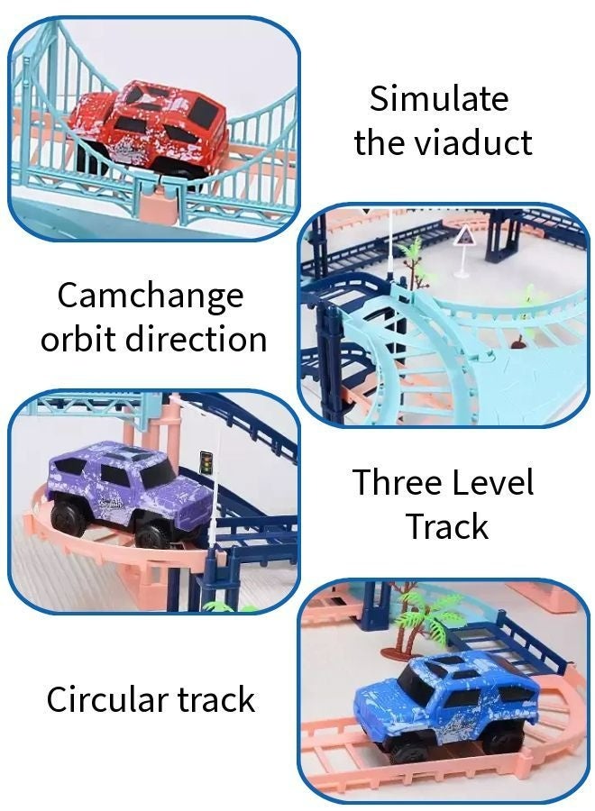 مجموعة من 76 قطعة من سيارات المسار الكهربائية متعددة الوظائف، مجموعة ألعاب سيارات المسار للأطفال، مجموعة ألعاب سيارات كهربائية للأطفال، مجموعة ألعاب المسار، لعبة تفاعلية بين الوالدين والطفل، سيارة مسار متعددة الوظائف، مناسبة كهدية للأطفال. - Image 3