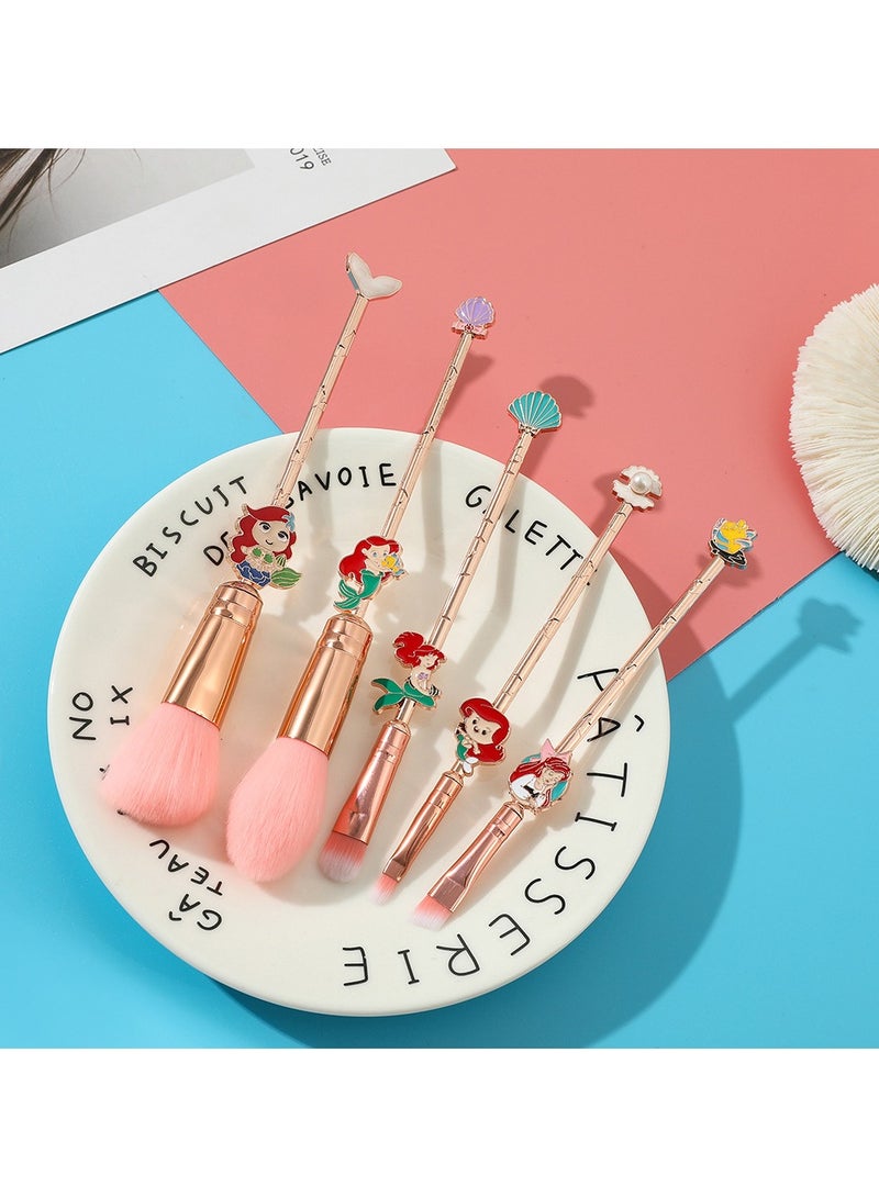 general Makeup Brush Set, Anime Mermaid Makeup Brush Set series, sewing items for girls and women - 5 pink sets - Image 1