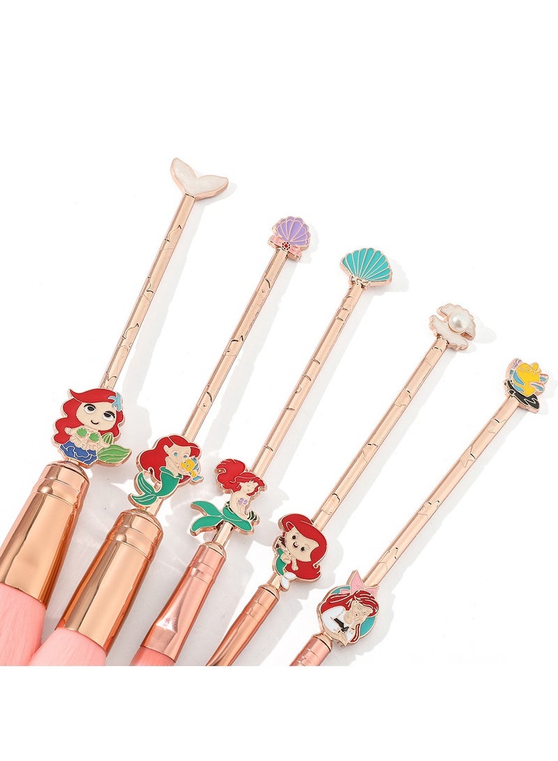general Makeup Brush Set, Anime Mermaid Makeup Brush Set series, sewing items for girls and women - 5 pink sets - Image 4