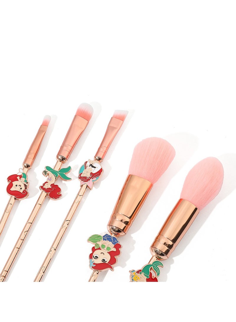general Makeup Brush Set, Anime Mermaid Makeup Brush Set series, sewing items for girls and women - 5 pink sets - Image 5