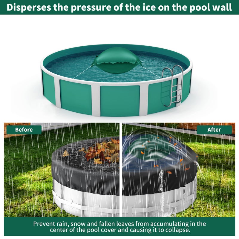 CACSPS Above Ground Pool Pillow - 4x4 Ft Air Pillow for Winterizing, 0.5mm PVC Material, 2X 16.5Ft Green Rope - Image 3