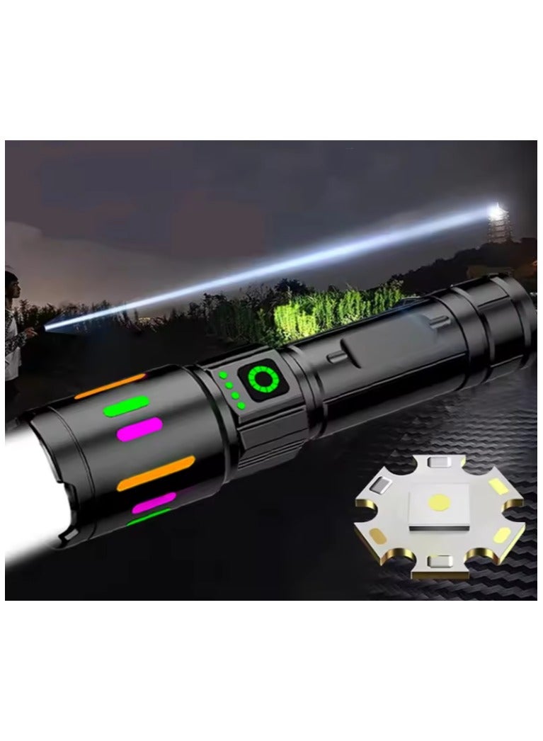 360 3000M Rechargeable white laser fluorescent strips zoomable power display LED torch light lantern Flashlights Suitable for Camping/outdoor Travel - Image 1