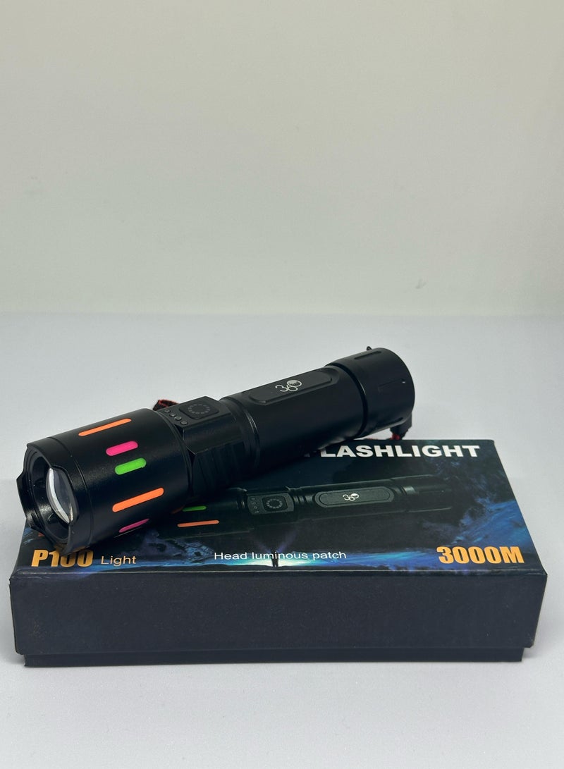 360 3000M Rechargeable white laser fluorescent strips zoomable power display LED torch light lantern Flashlights Suitable for Camping/outdoor Travel - Image 5