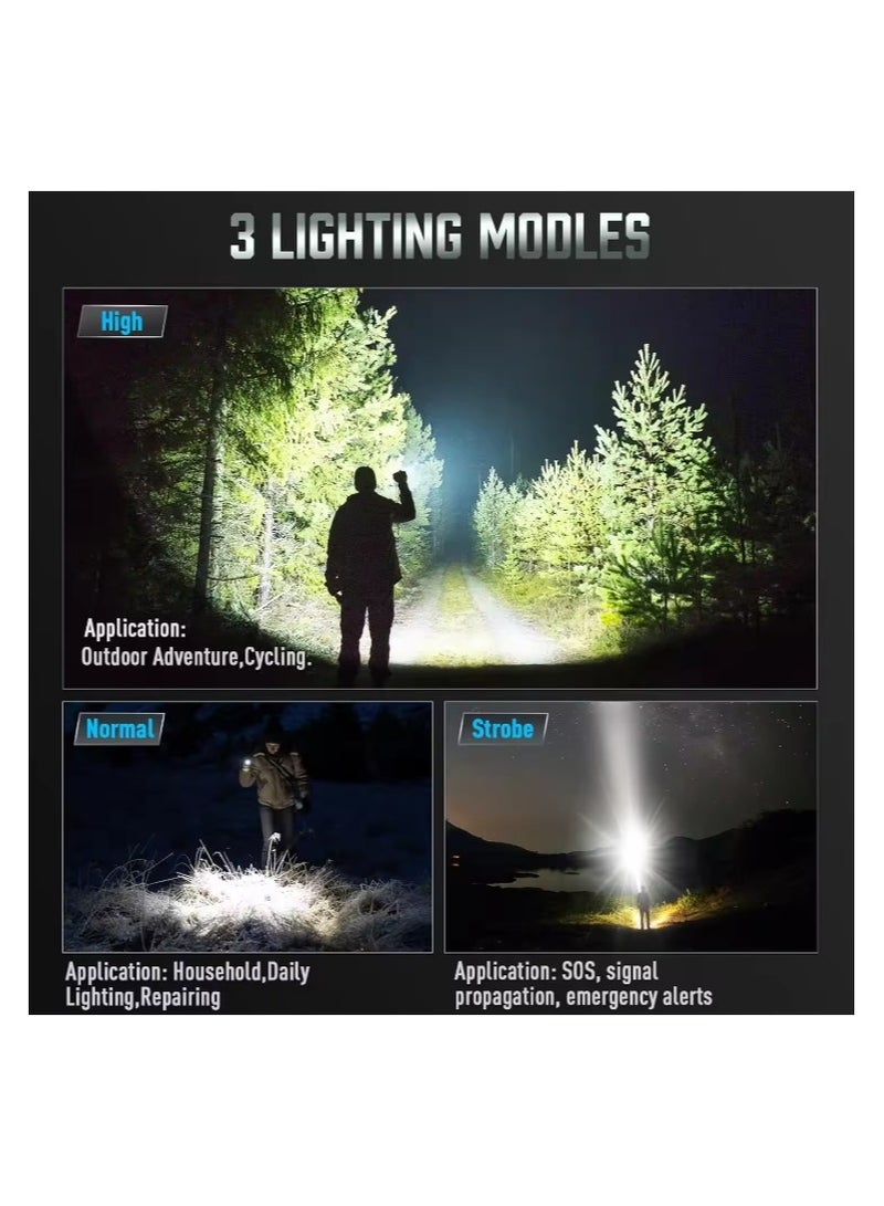 360 3000M Rechargeable white laser fluorescent strips zoomable power display LED torch light lantern Flashlights Suitable for Camping/outdoor Travel - Image 4