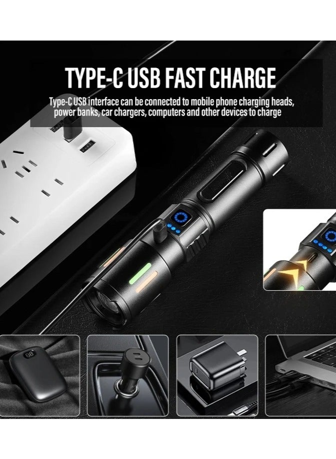 360 3000M Rechargeable white laser fluorescent strips zoomable power display LED torch light lantern Flashlights Suitable for Camping/outdoor Travel - Image 2
